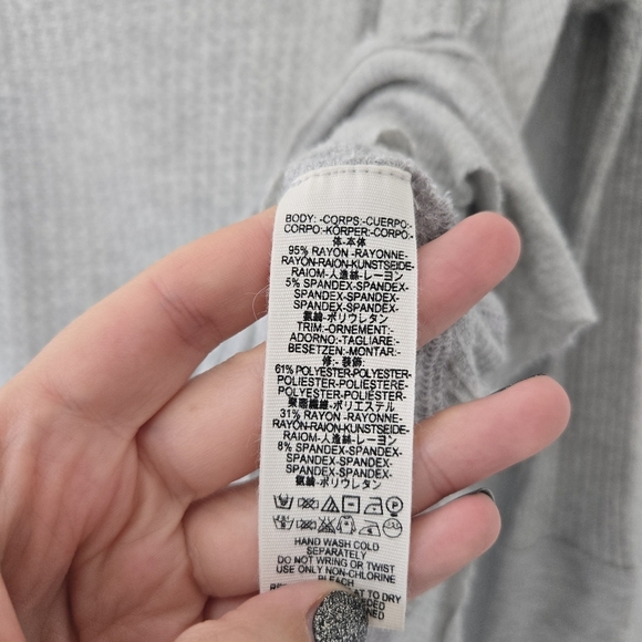 We the Free People XS Gray waffle knit drippy thermal top - Picture 5 of 5